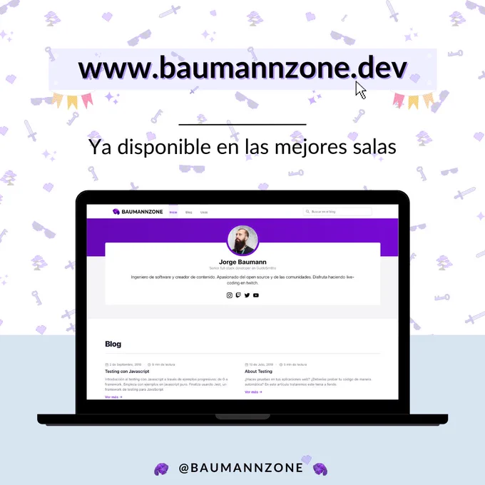 captura de pantalla de la nueva web personal de baumannzone