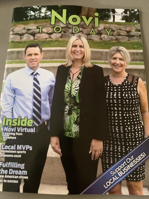 Cover of Novi Today featuring Novi Virtual teachers and Principal.