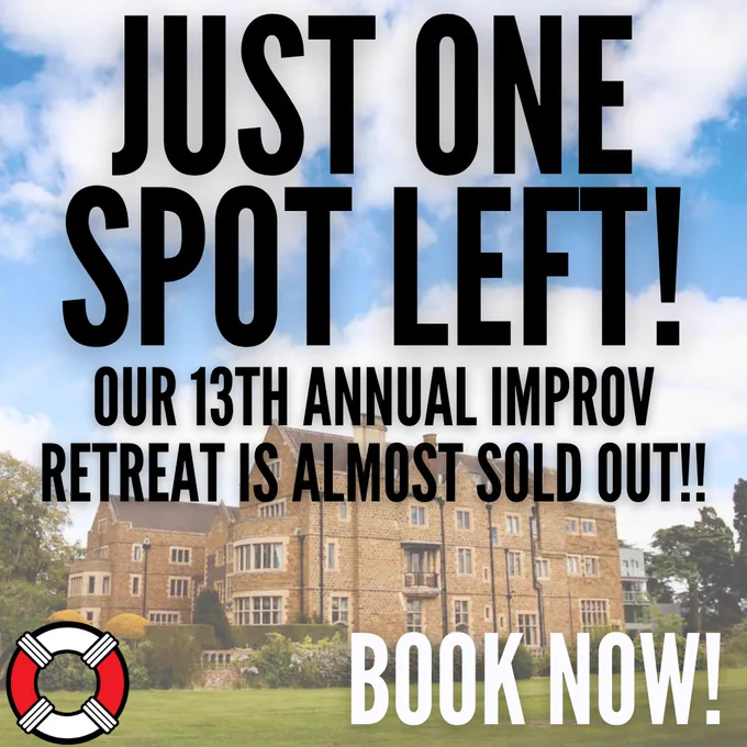 A picture of the maydays beautiful improv retreat venue, Just one spot left. Our 13th annual improv retreat is almost sod out! Book now!
