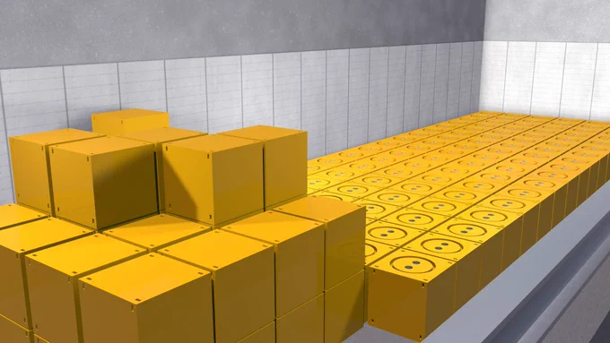 Simulation of stored waste packages