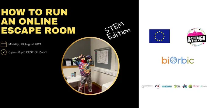 Training about how to run an escape room challenge takes place on 23rd August 2021 6pm - 8pm central european summer time on Zoom
