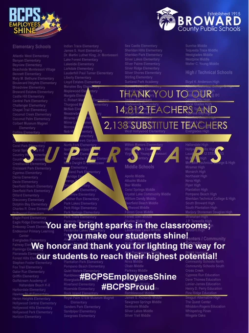 District recognition celebrating All BCPS Superstar Teachers! 