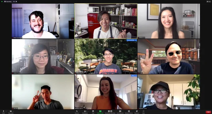 Zoom grid of smiling faces