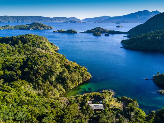 Dusky Sound and Resolution Island from Anchor Island.