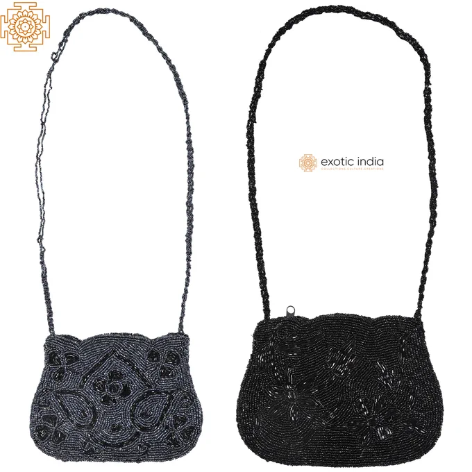 Densely Beaded Floral Silk Art Handbag