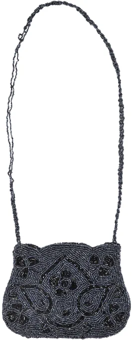 Densely Beaded Floral Silk Art Handbag