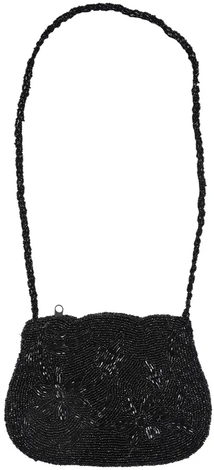 Densely Beaded Floral Silk Art Handbag