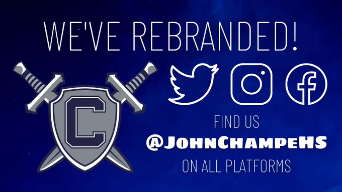 We've rebranded! Find us on all platforms. with Champe Logo