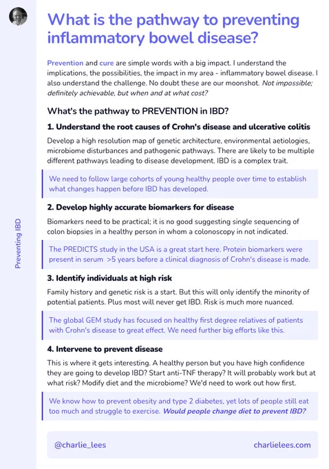 What is the pathway to preventing inflammatory bowel disease?