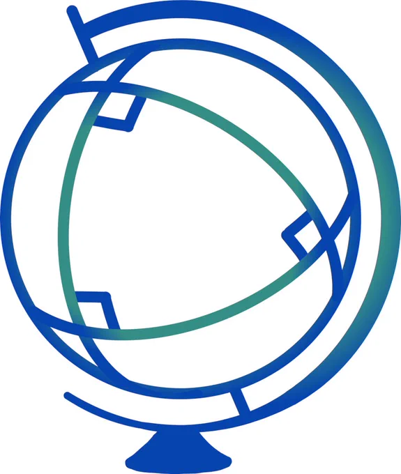 This is the Eventmath logo, which consists of a globe and a trirectangular spherical triangle outlined on that globe.