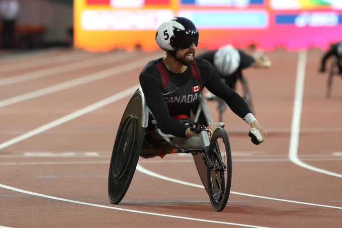 Canadian Brent Lakatos competing in the Men's 400m T53 Final in para-athletics at the 2017 World Para Championships in London. 