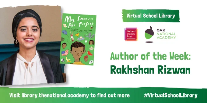 Photo of the Virtual School Library Author of the Week: Rakhshan Rizwan, and her book, My Sneezes Are Perfect.