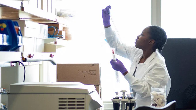 Student in lab