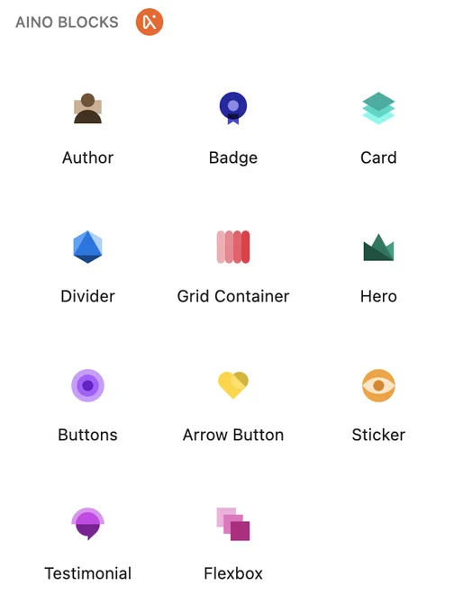 Aino Blocks icons for the WordPress editor.