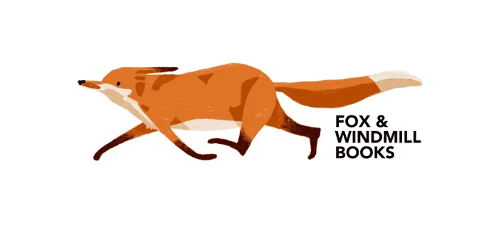 A company logo of a running fox. Test reads: "Fox and Windmill Books"
