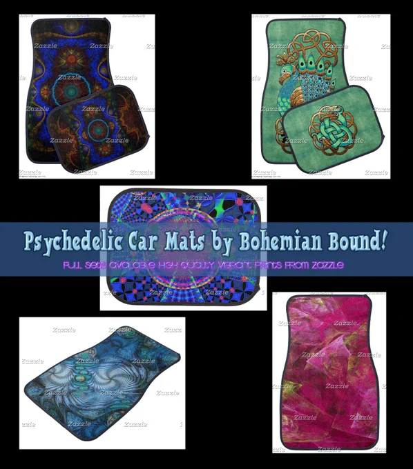 Bohemian Bound Car Mats @zazzle Deck up your second living Space with SUPER Cool designs & More! #carmats #psychedelic #caraccessories #mats #fractalcarmats #hippycarmats #psychedeliccarmats https://www.zazzle.com/store/bohemianboundproduct/products?ps=128&st=date_created&qs=car mats&dp=252144008760559403