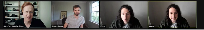 Zoom call with me, jlongster, and somehow two koops