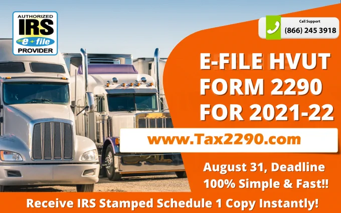 Heavy Truck Tax Form 2290 online for 2021 is now Due and August 31, 2021 is the deadline. Use Tax2290.com to renew it online in just minutes.