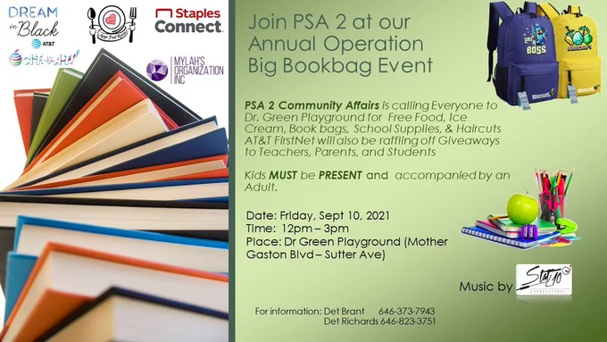 PSA 2 bookbag event! All are welcomed! 