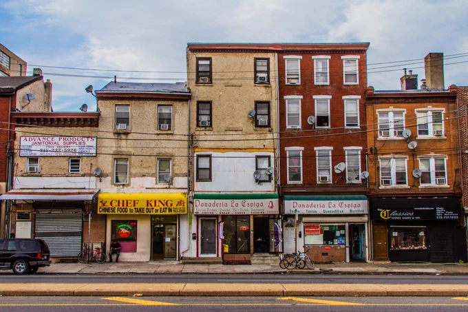 philadelphia businesses lining a street