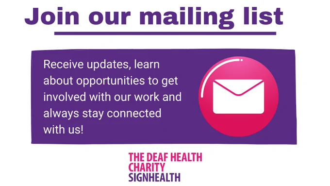 Banner with an image of a post letter and text that reads: Join our mailing list. Receive updates, learn about opportunities to get involved with our work and always stay connected with us! 