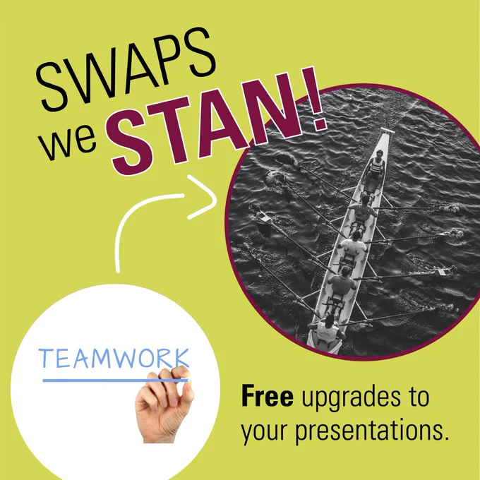 Swaps we Stan. Replacing generic stock images with photographs. Free presentation upgrades.