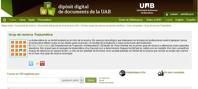 Portal del Grup de Recerca Tradumàtica al DDD de la UAB
