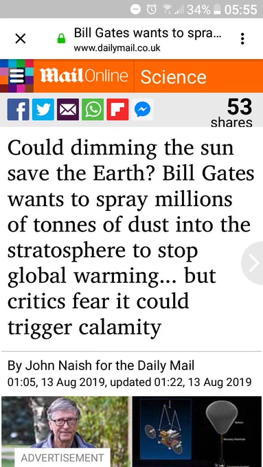 daily mail article asking if dimming the sun could save the earth