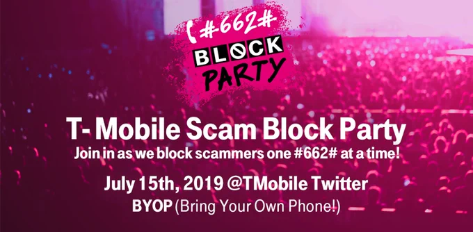 Want a chance to win a Block Party for your team? Share out this invite to the T-Mobile Block Party with #TeamMagenta and #ScamBlockParty. Easy right? Go go go!