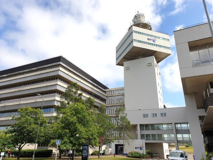 Image shows the iconic Pegasus Tower at Adastral Park, Suffolk, England. For illustrative purposes only. Photo copyright and may not be used without permission. 