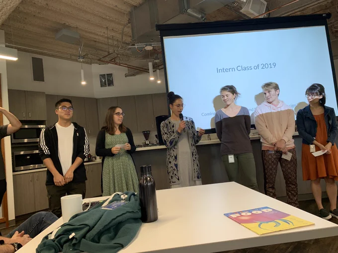 Sage bio interns standing up
