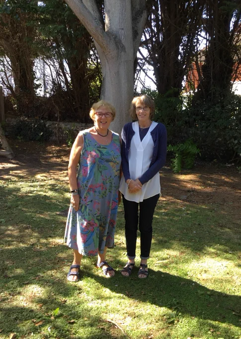 Former Rustington Library staff members in the Rustington Library garden