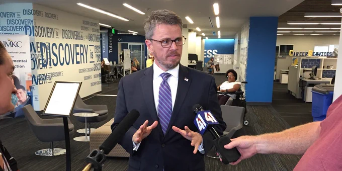 Johnny Collett speaks with two media members and announces the Department of Education's new Q&A document on Increasing Postsecondary Opportunities & Success for Students and Youth with Disabilities.