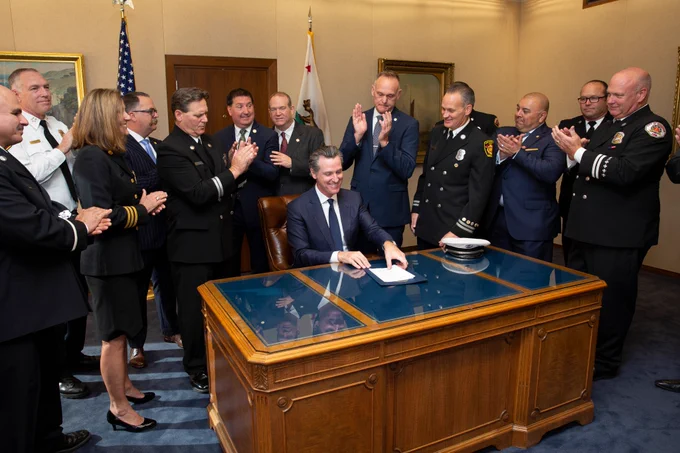Governor Newsom signing AB 1116, SB 542, and SB 438 into law. 