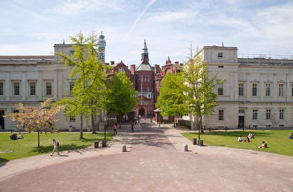 A view from the UCL Portico of the Main Quad, and UCL Chadwick, Cruciform and Pearson buildings.