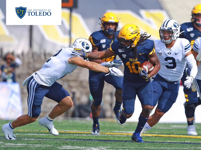 Toledo football player fending off BYU
