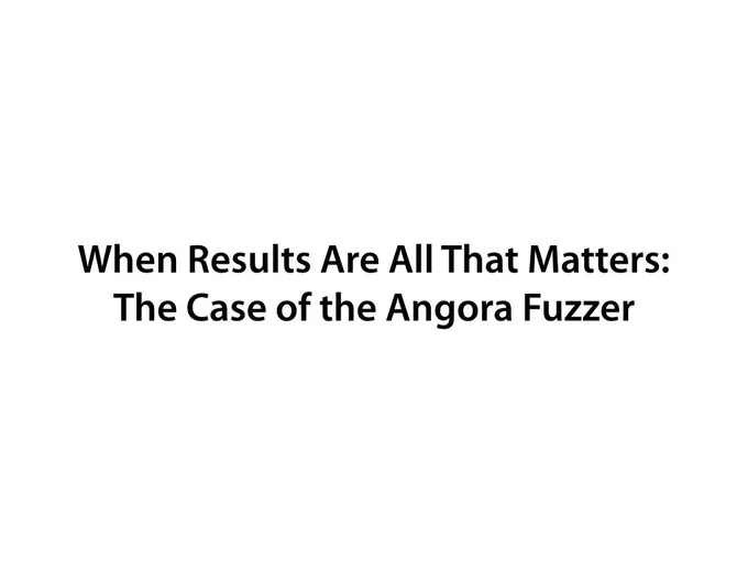 When Results Are All That Matters: The Case of the Angora Fuzzer