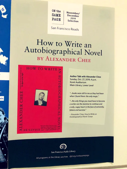 Poster for Alexander Chee talk at the main branch