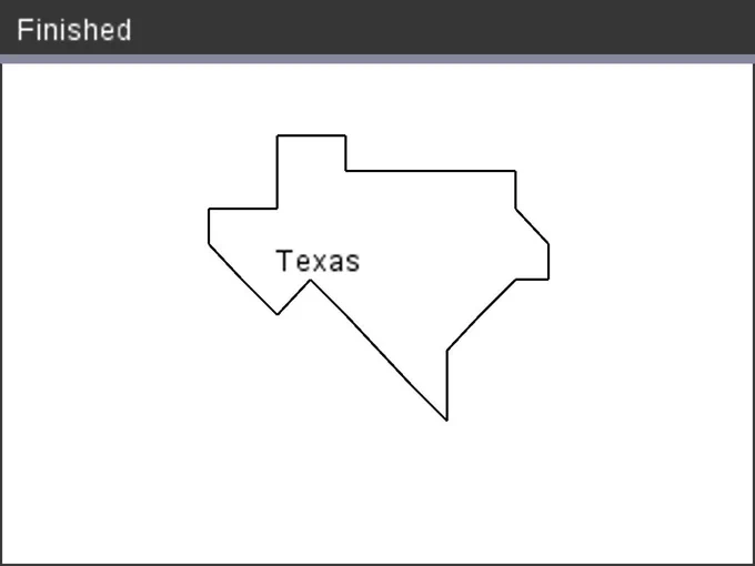 The shape of Texas drawn through TI-Basic code