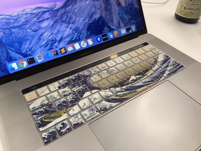 Keyboard cover with “The Great Wave off Kanagawa” design