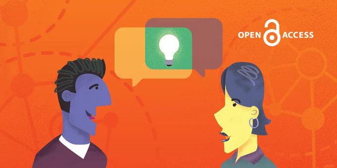 Open Access Week graphic people with talk bubbles
