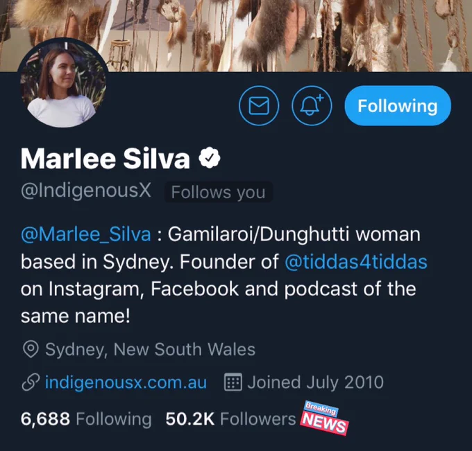 A screenshot of the @IndigenousX account showing we now have 50.2K followers.
