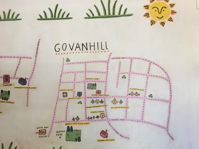 Illustration of Govanhill featured in the Tramway Theatre cafe