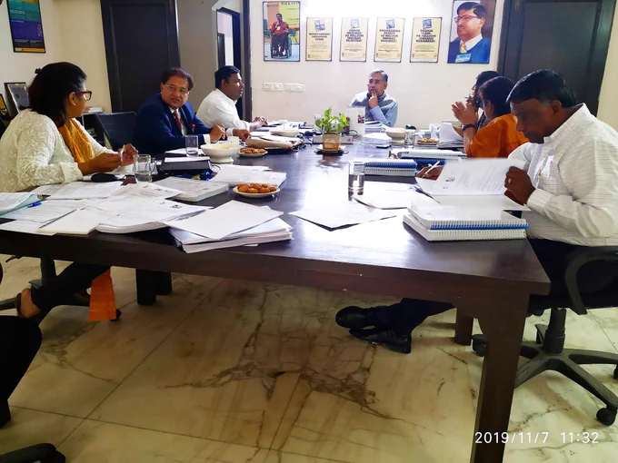 Deliberation in progress by members of the Jury for NCPEDP-Mindtree Helen Keller Awards 2019 winners.