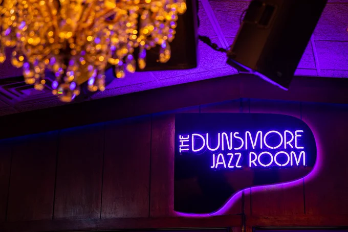 neon sign: "The Dunsmore Jazz Room"