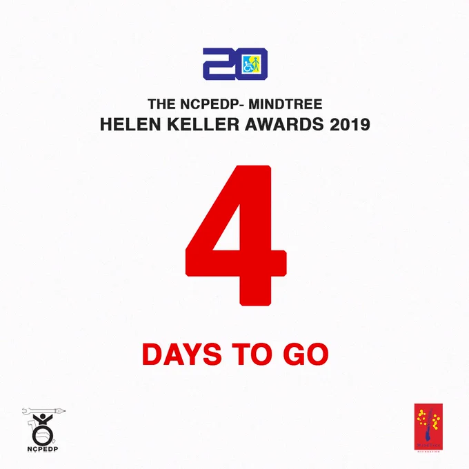 #4DAYSTOGO to the 20th Edition of the NCPEDP-Mindtree Helen Keller Award 2019 

#NCPEDP #Mindtree #HelenkellerAwards2019 #HKA2019 #EqualOpportunity 
