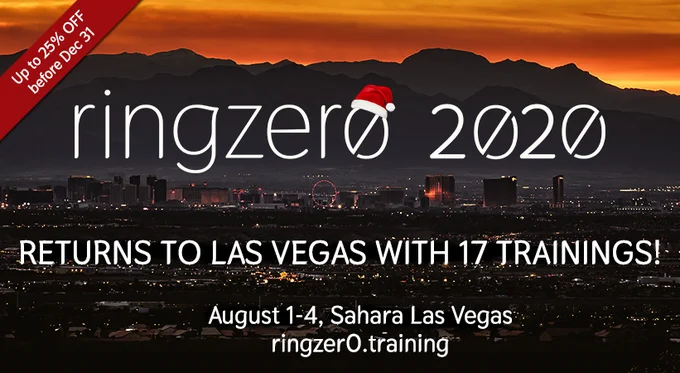 Ringzer0 2020 Returns To Las Vegas with 17 Trainings!