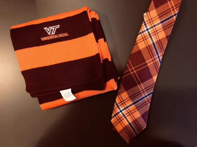 VT tartan on ties and striped scarves will be worn by VT parade walkers