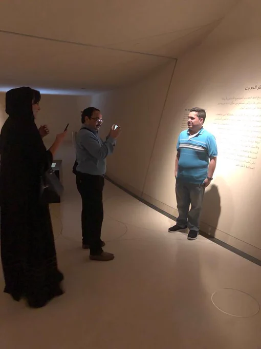 Photo of Sebastian being interviewed by the Gulf Times.