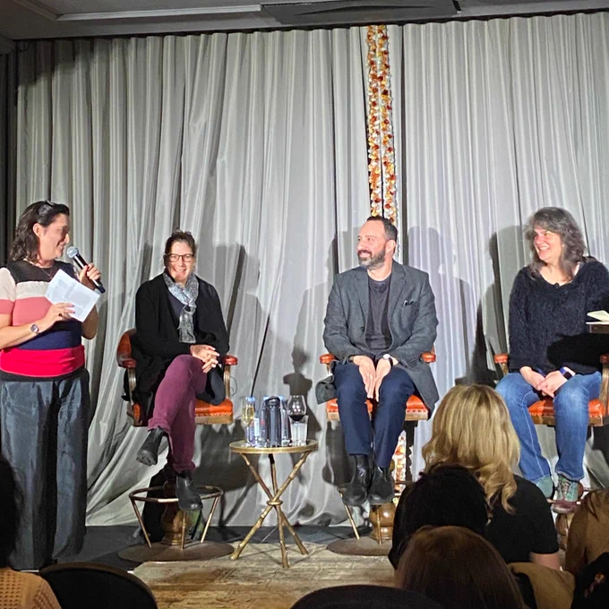 Anne Kauffman, Tony Hale, and Pam MacKinnon at The Battery in San Francisco
